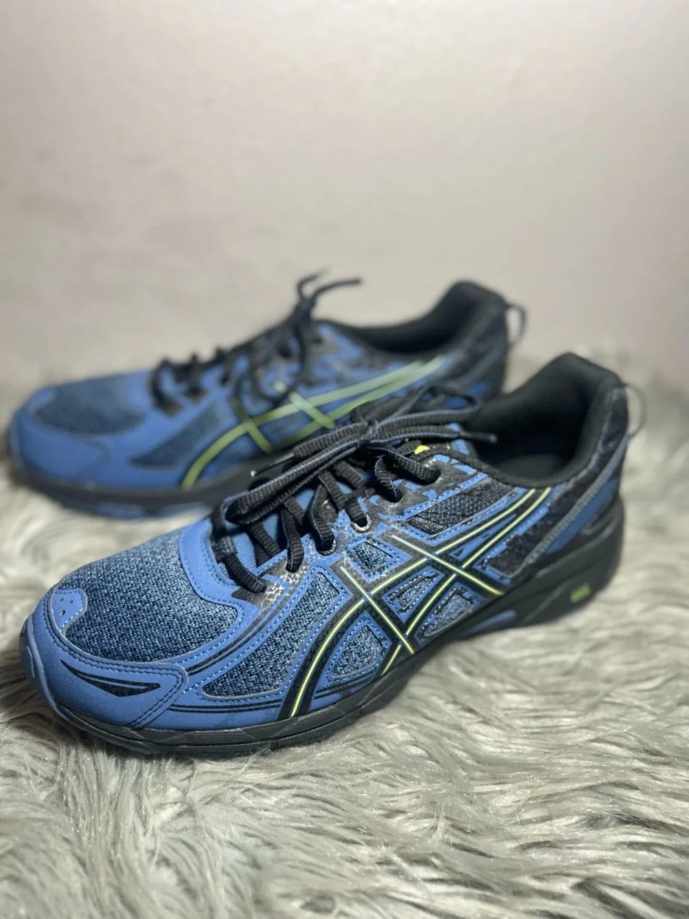 ASICS Mens Gel-Venture 6 Grand Shark/Neon Lime Running Sneakers Size 11.5